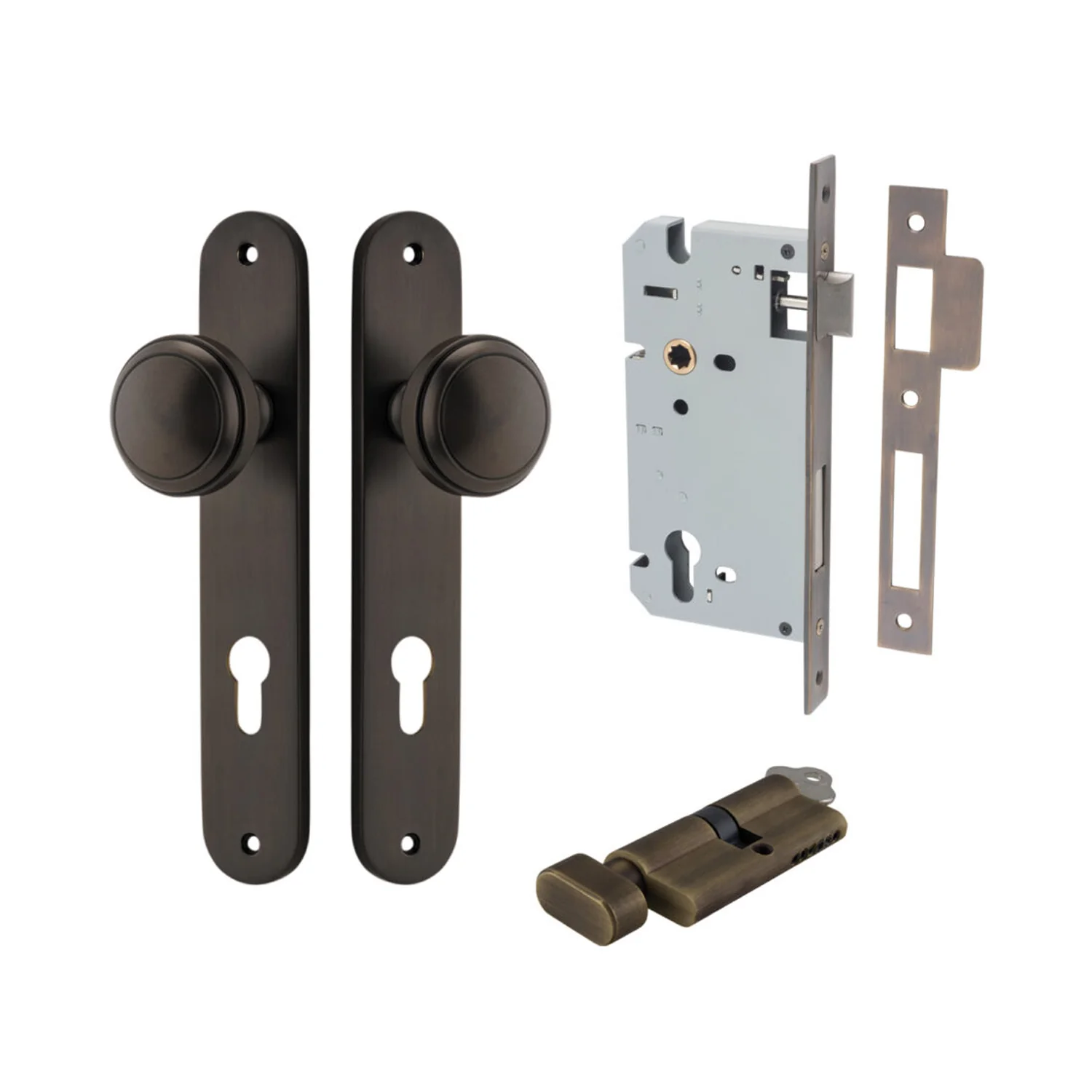 Iver Paddington Door Knob on Oval Backplate Entrance Kit Key/Thumb - Available in Various Finishes - Image 13