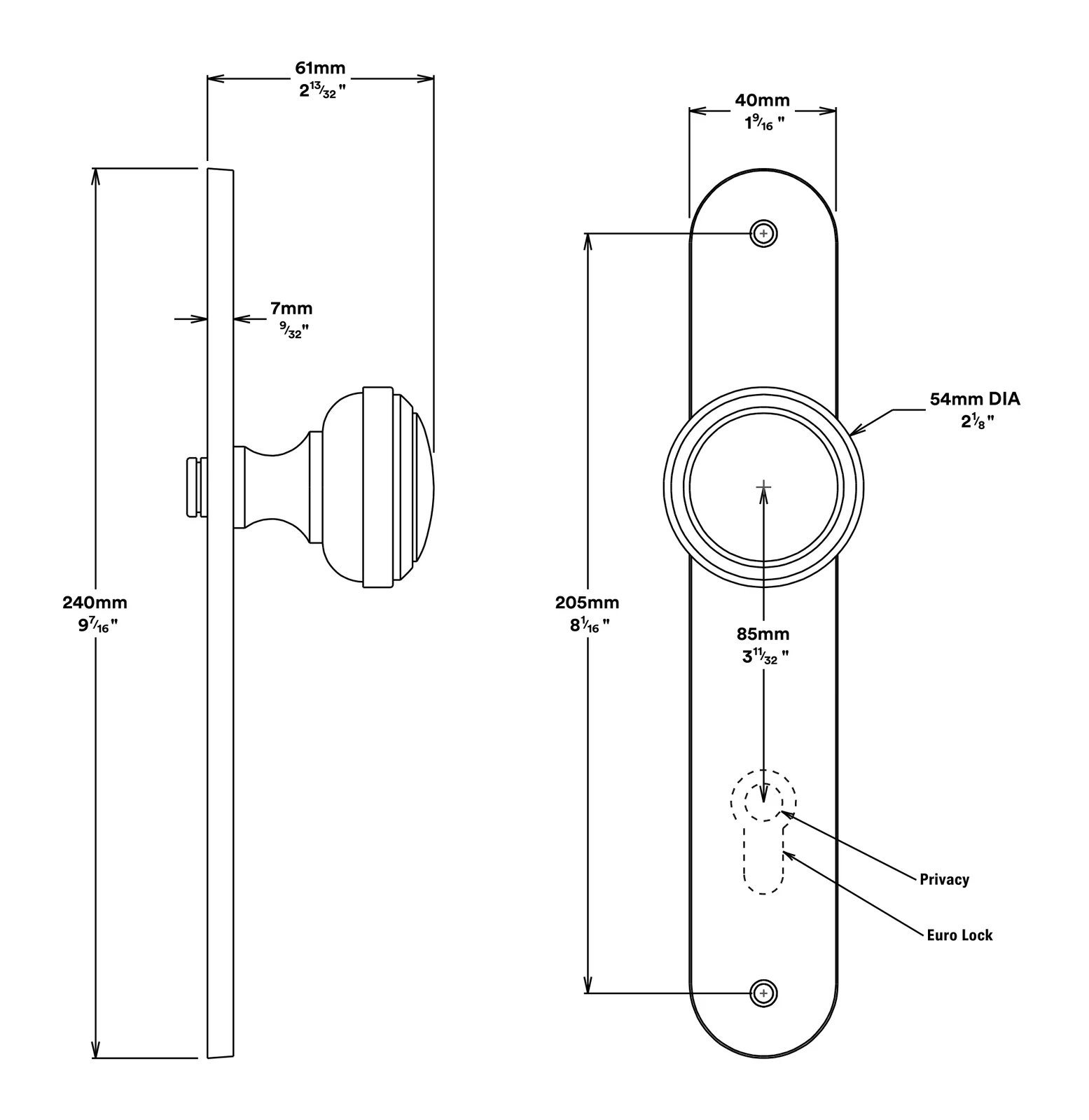 Iver Paddington Door Knob on Oval Backplate Passage Kit - Available in Various Finishes - Image 2