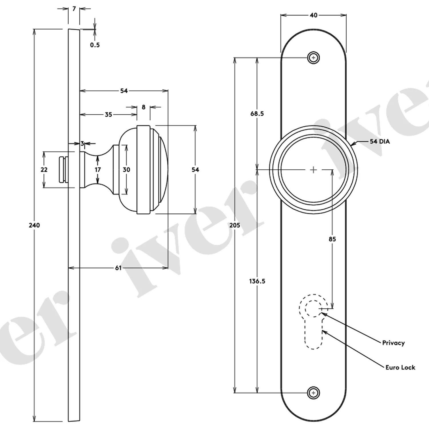Iver Paddington Door Knob on Oval Backplate Signature Brass - Image 3