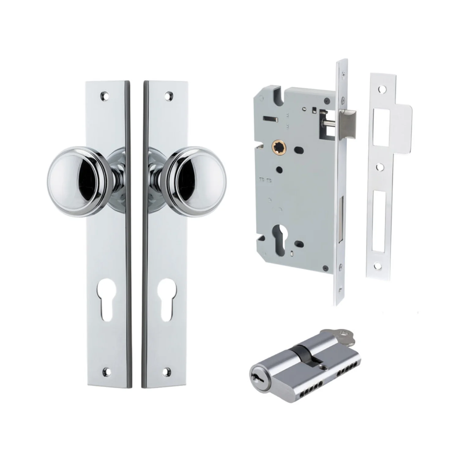 Iver Paddington Door Knob on Rectangular Backplate Entrance Kit Key/Key - Image 10