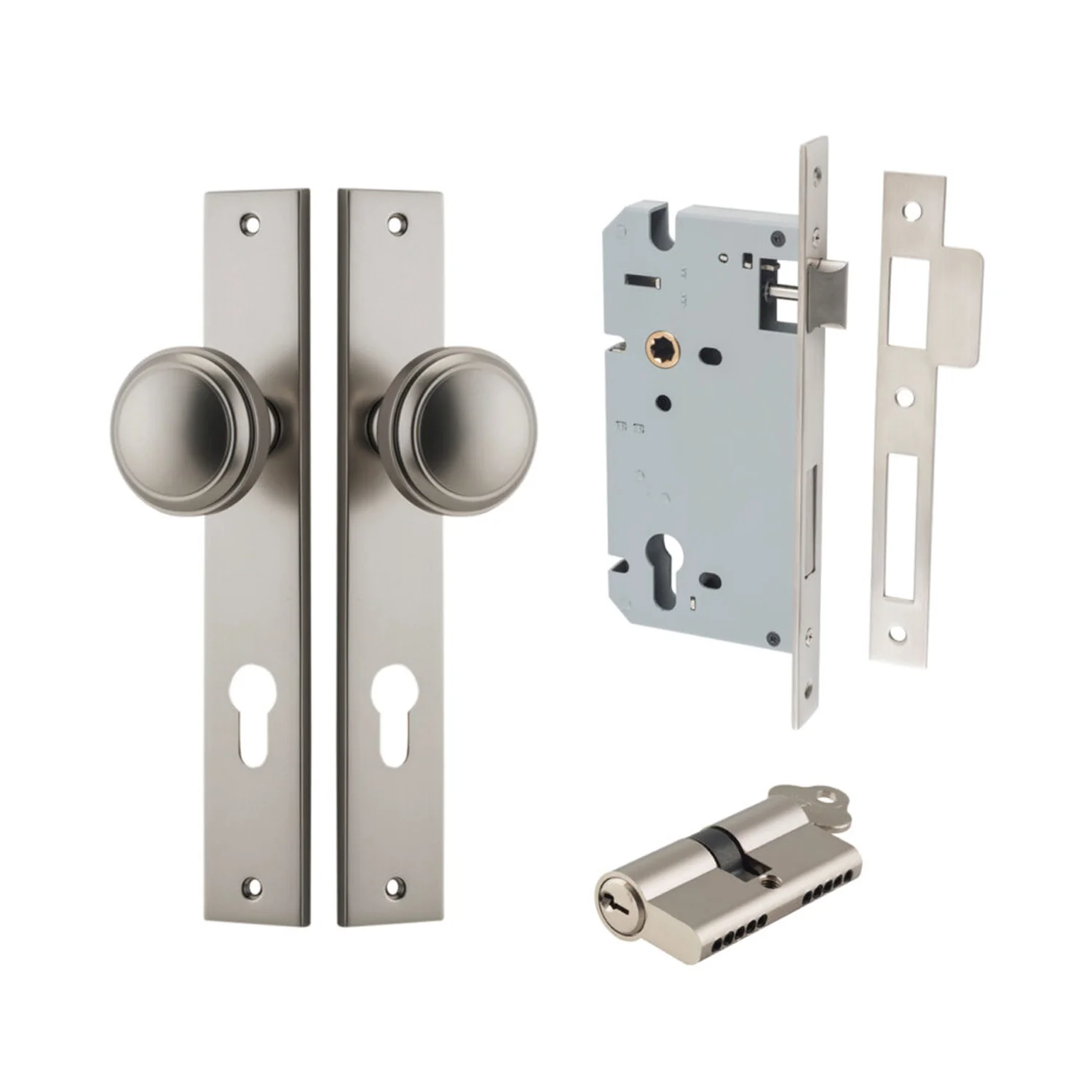Iver Paddington Door Knob on Rectangular Backplate Entrance Kit Key/Key - Image 12