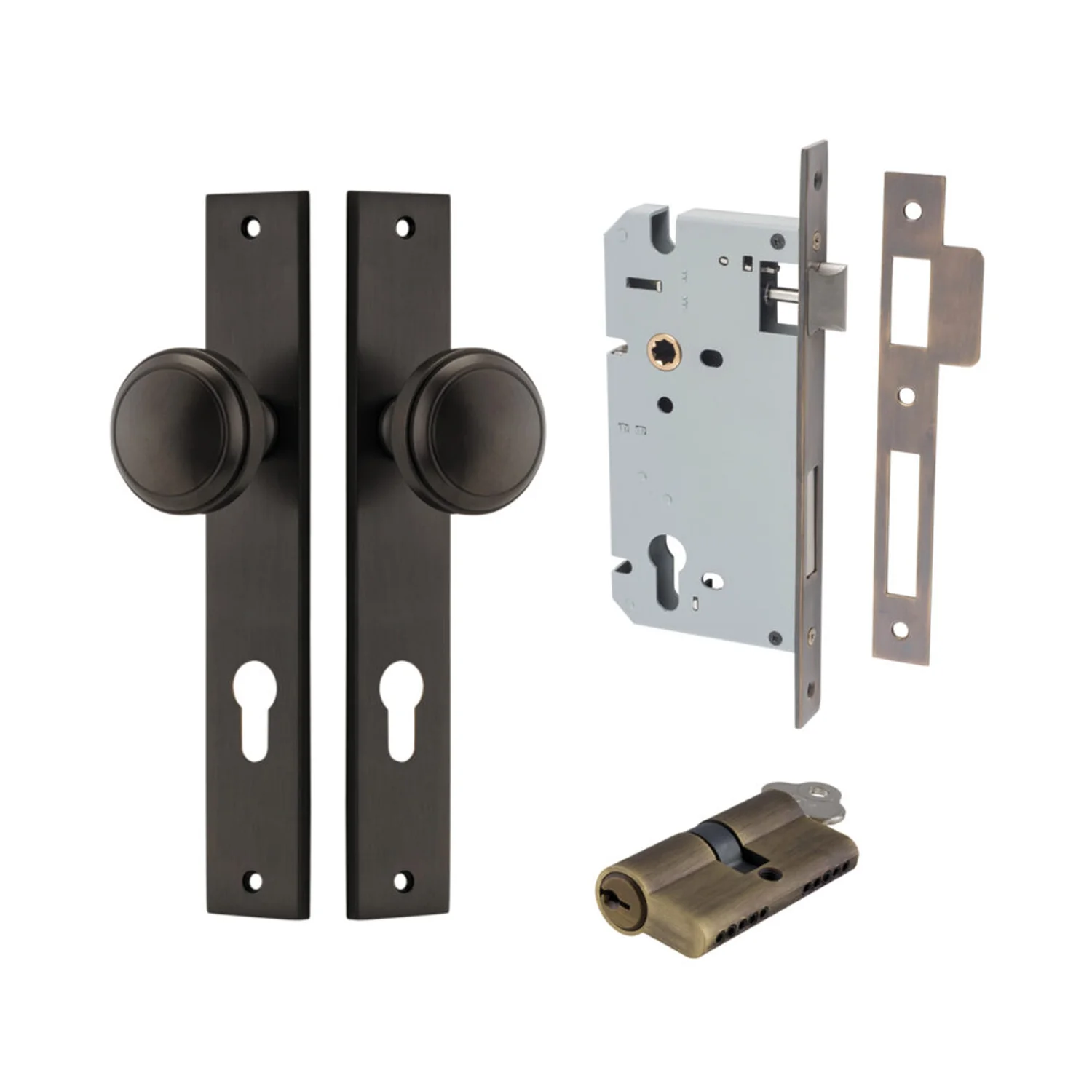 Iver Paddington Door Knob on Rectangular Backplate Entrance Kit Key/Key - Image 13