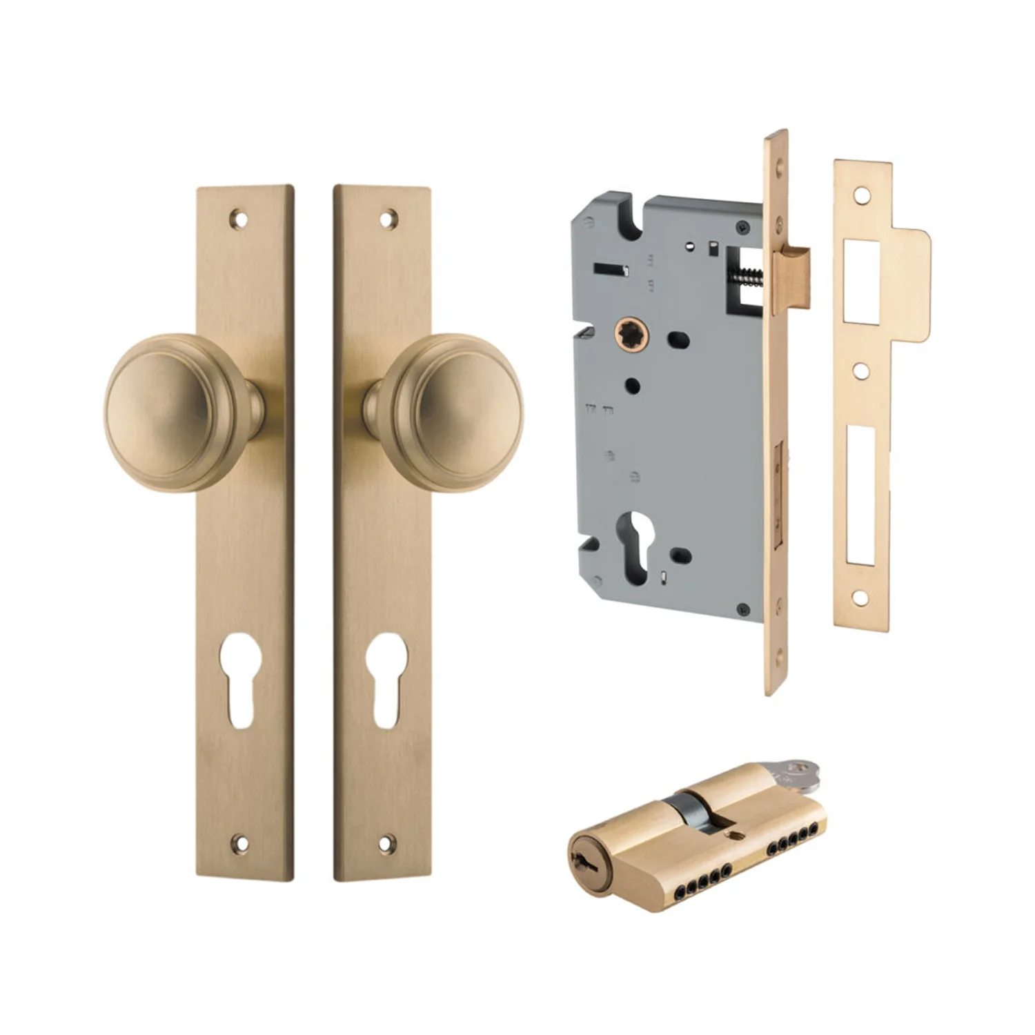 Iver Paddington Door Knob on Rectangular Backplate Entrance Kit Key/Key - Image 5