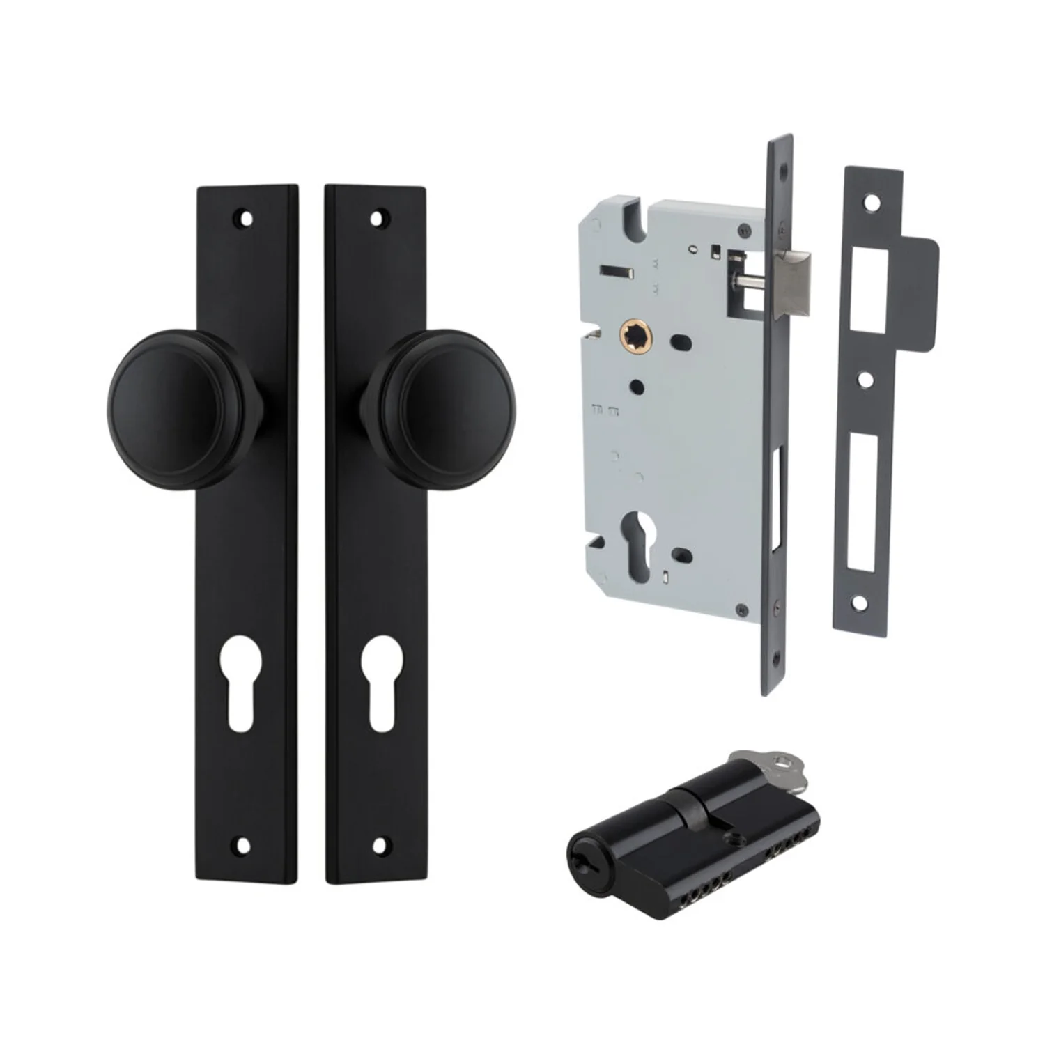 Iver Paddington Door Knob on Rectangular Backplate Entrance Kit Key/Key - Image 8