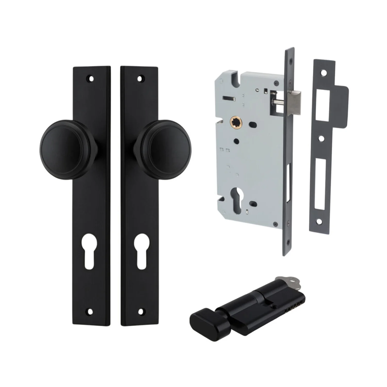 Iver Paddington Door Knob on Rectangular Backplate Entrance Kit Key/Thumb - Image 8