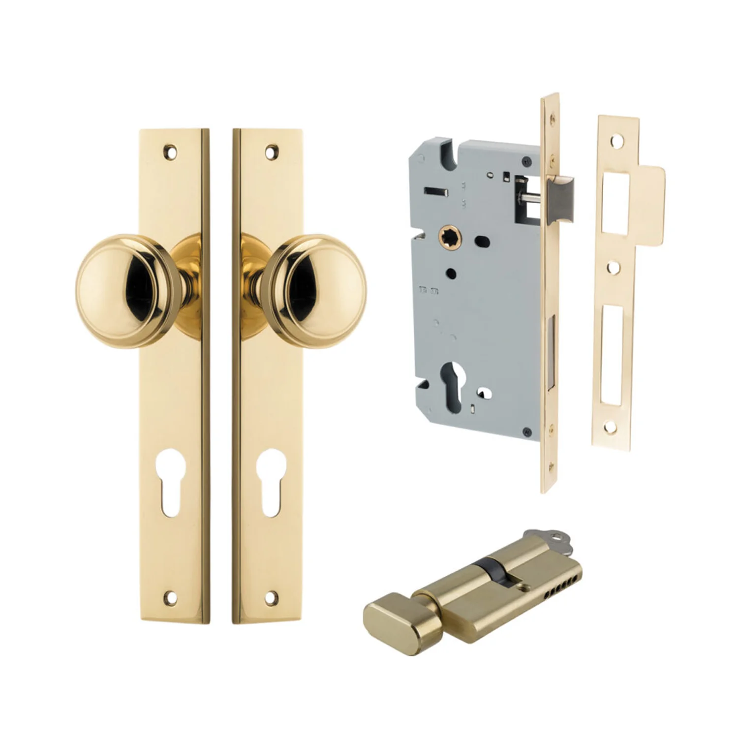 Iver Paddington Door Knob on Rectangular Backplate Entrance Kit Key/Thumb - Image 9
