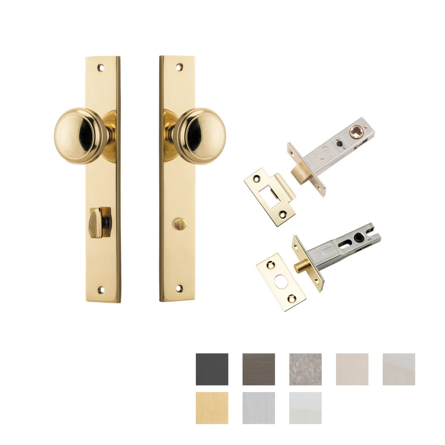 Iver Paddington Door Knob on Rectangular Backplate Privacy Kit with Turn