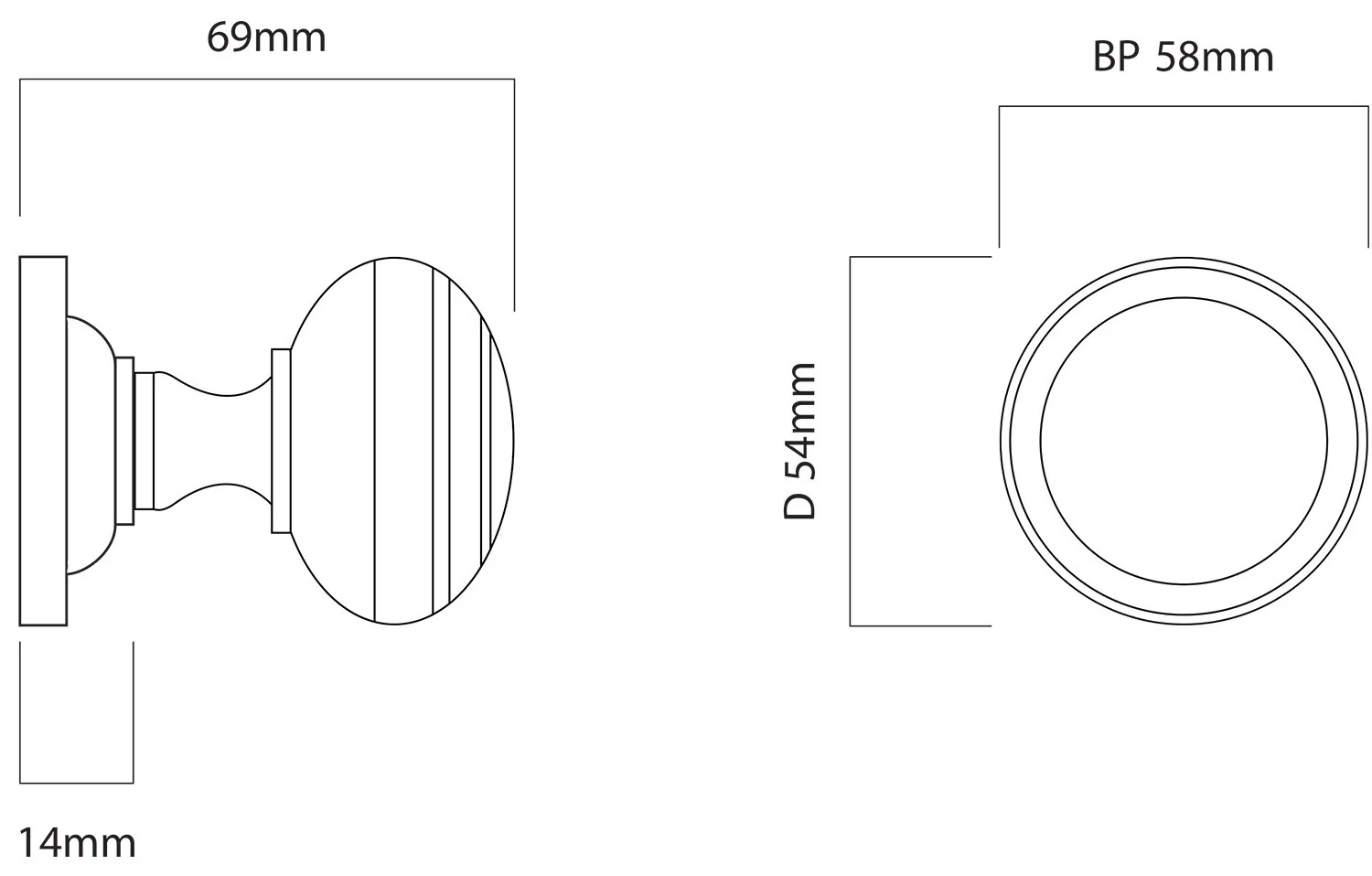 Iver Paddington Door Knob on Round Rose Concealed Fix - Image 2