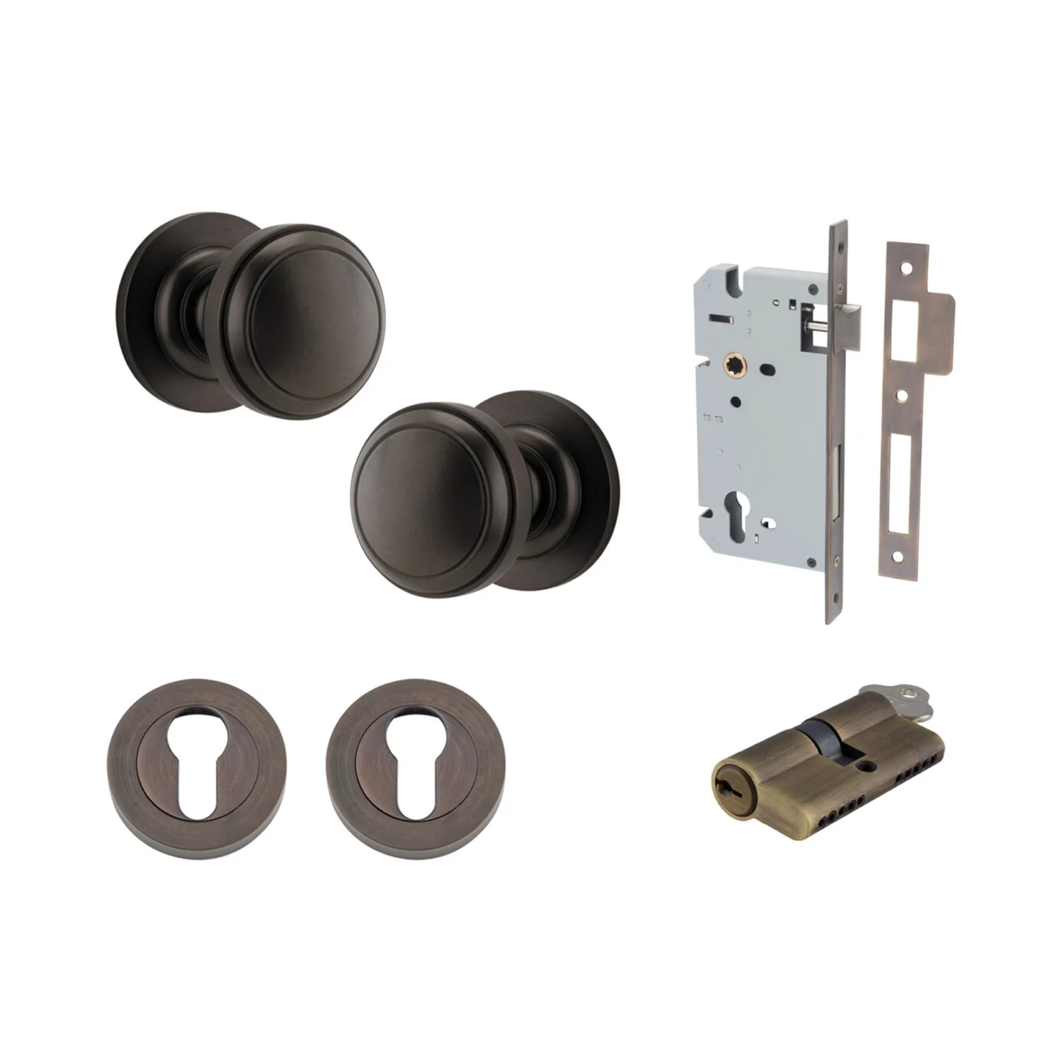 Iver Paddington Door Knob on Round Rose Entrance Kit Key/Key - Available in Various Finishes - Image 14