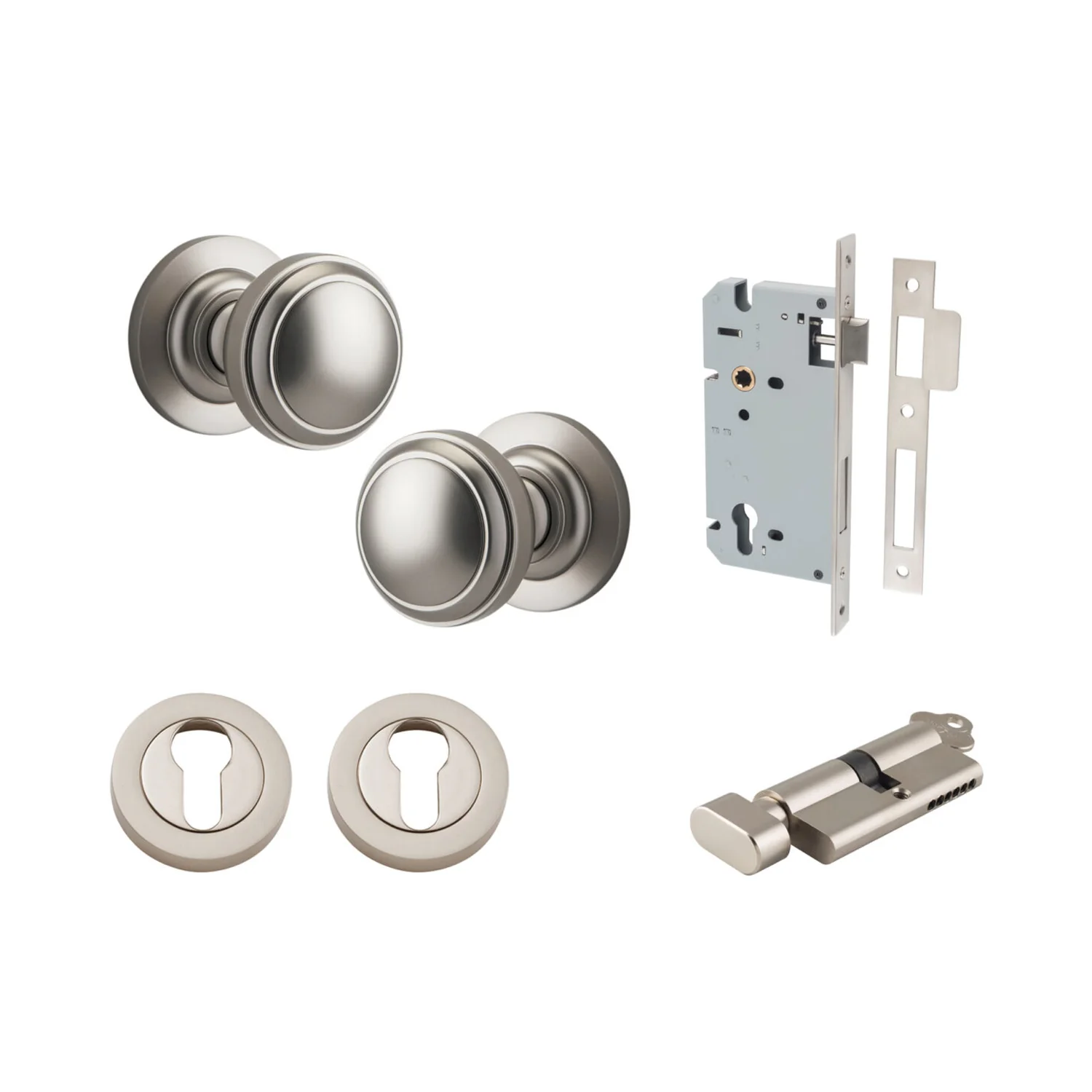 Iver Paddington Door Knob on Round Rose Entrance Kit Key/Thumb - Available in Various Finishes - Image 13