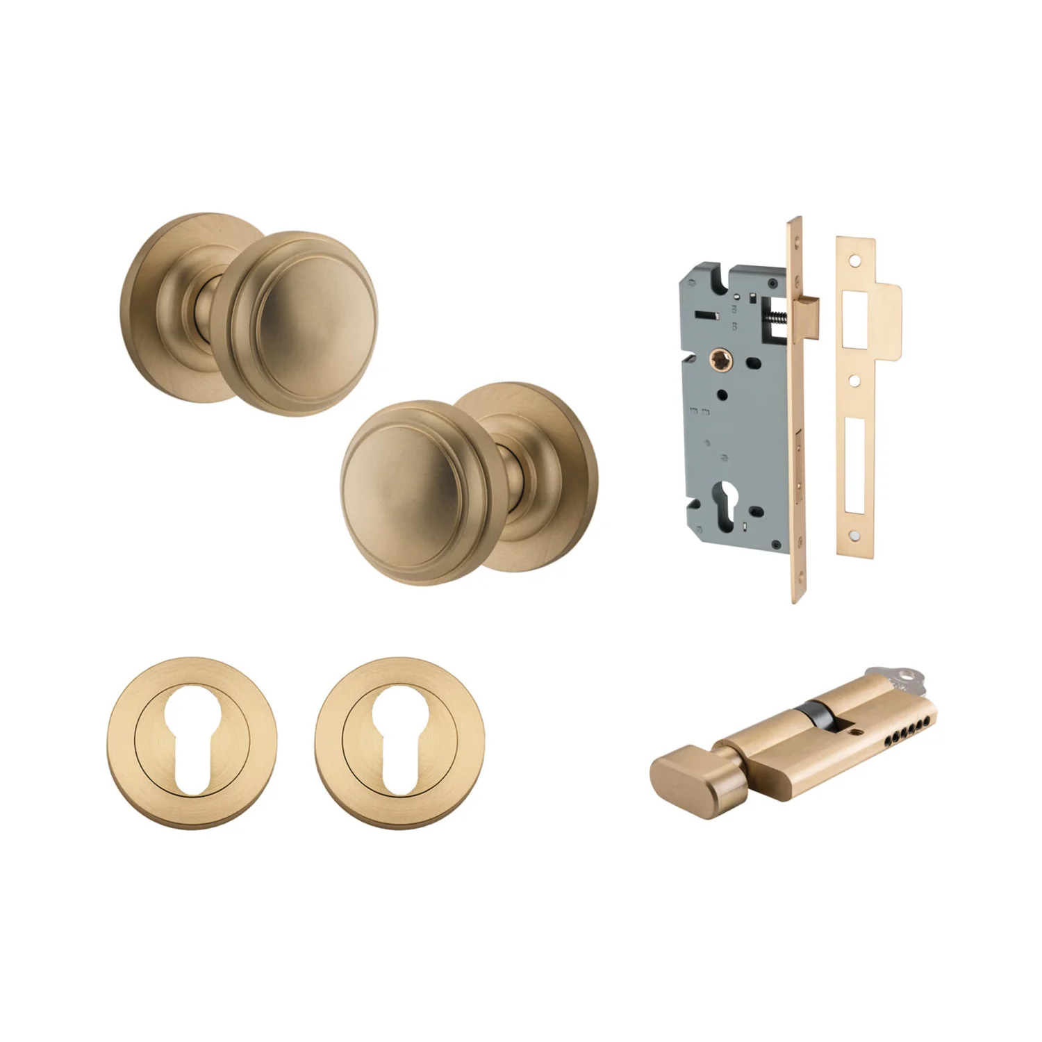 Iver Paddington Door Knob on Round Rose Entrance Kit Key/Thumb - Available in Various Finishes - Image 6