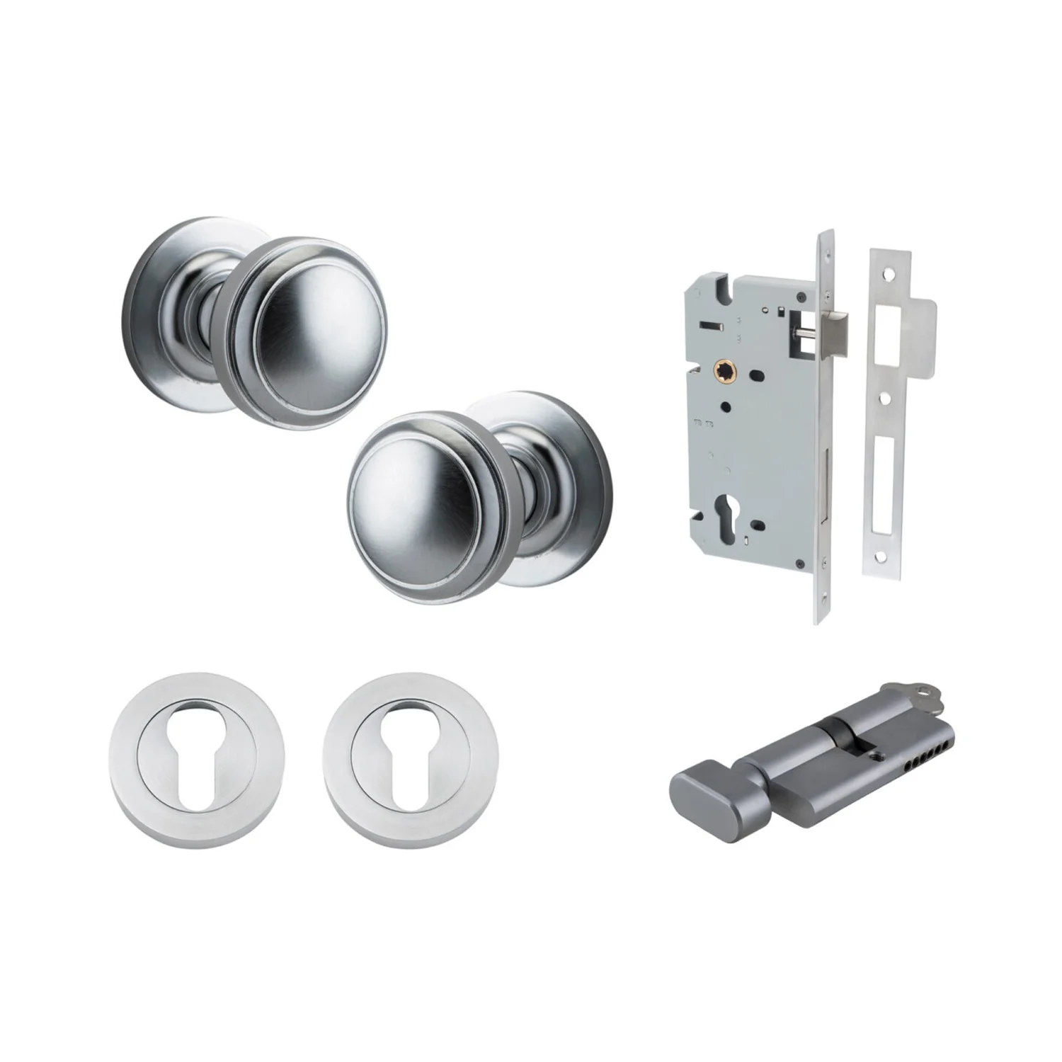 Iver Paddington Door Knob on Round Rose Entrance Kit Key/Thumb - Available in Various Finishes - Image 7