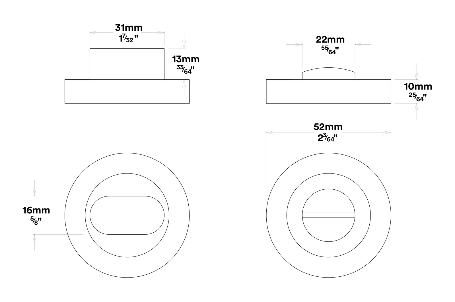 Iver Paddington Door Knob on Round Rose Privacy Kit - Available in Various Finishes - Image 3