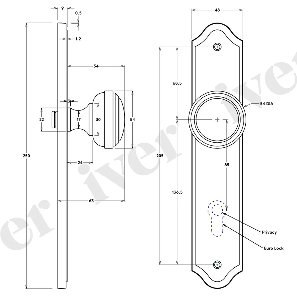 Iver Paddington Door Knob on Shouldered Backplate Chrome Plated - Image 3