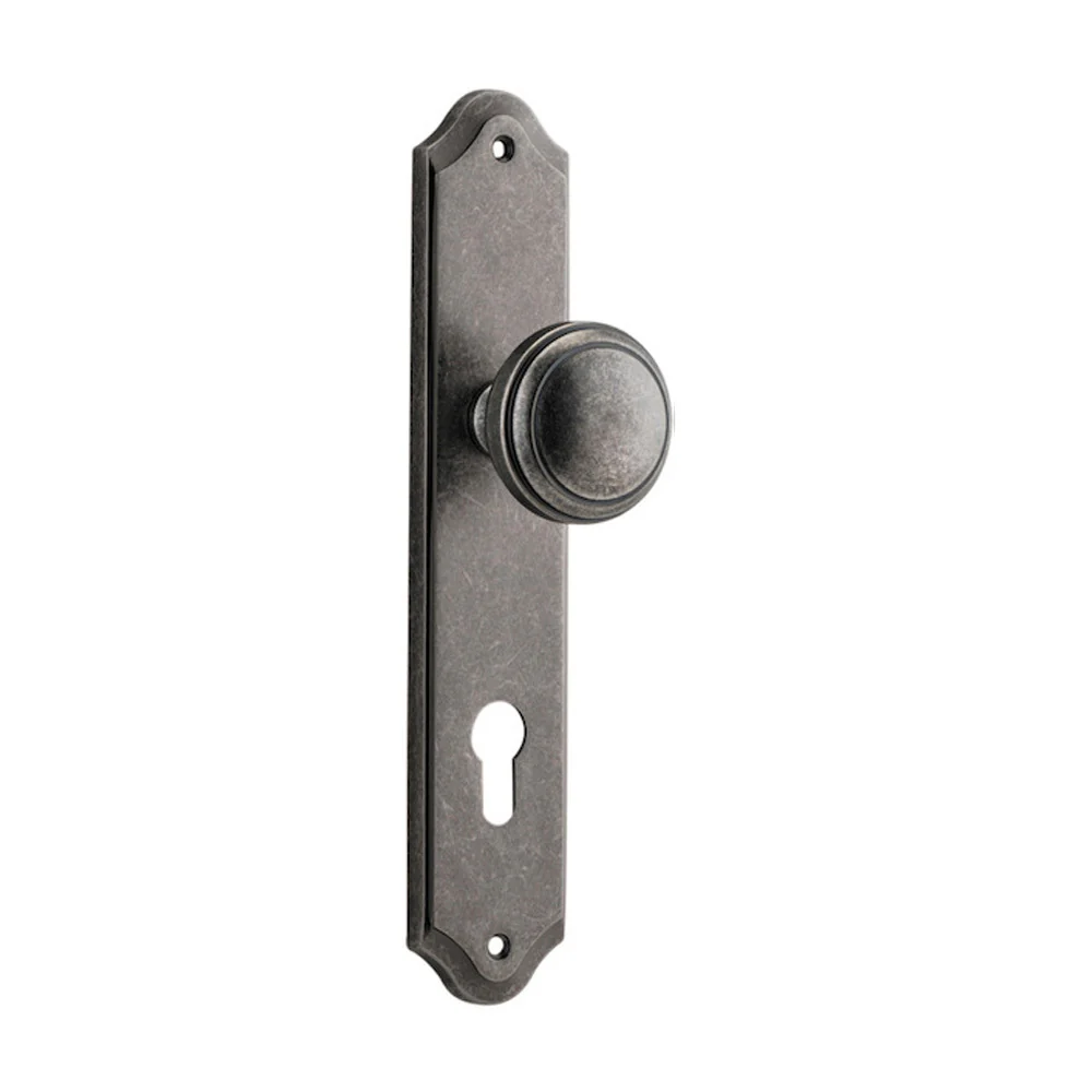 Iver Paddington Door Knob on Shouldered Backplate Distressed Nickel - Image 3