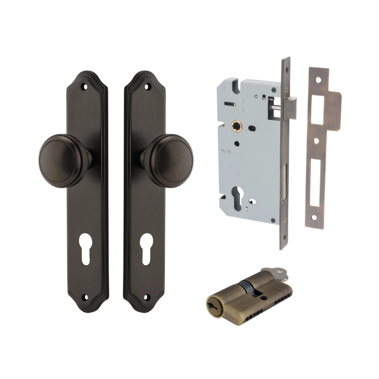 Iver Paddington Door Knob on Shouldered Backplate Entrance Kit Key/Key - Image 12