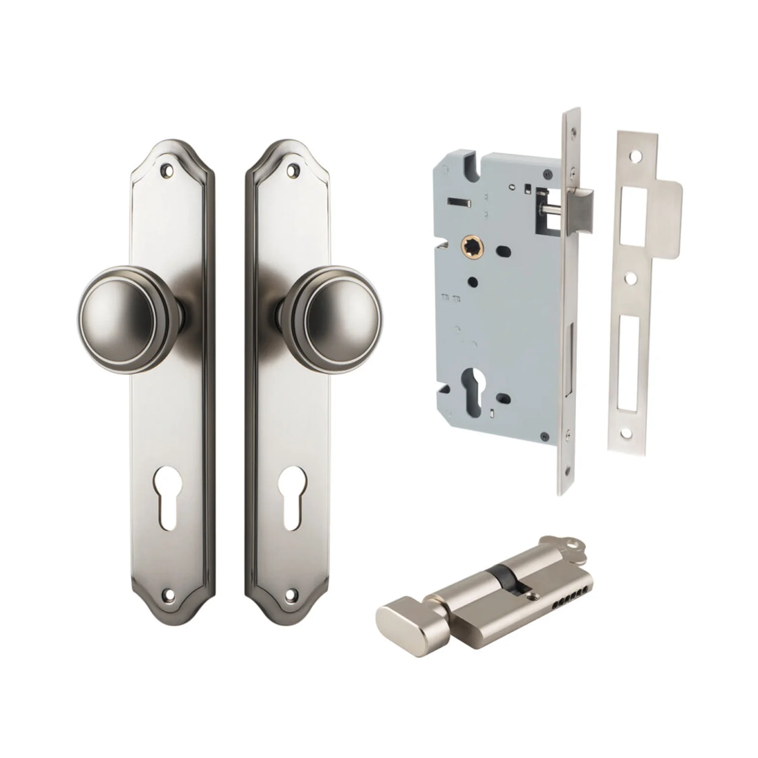 Iver Paddington Door Knob on Shouldered Backplate Entrance Kit Key/Thumb - Image 11
