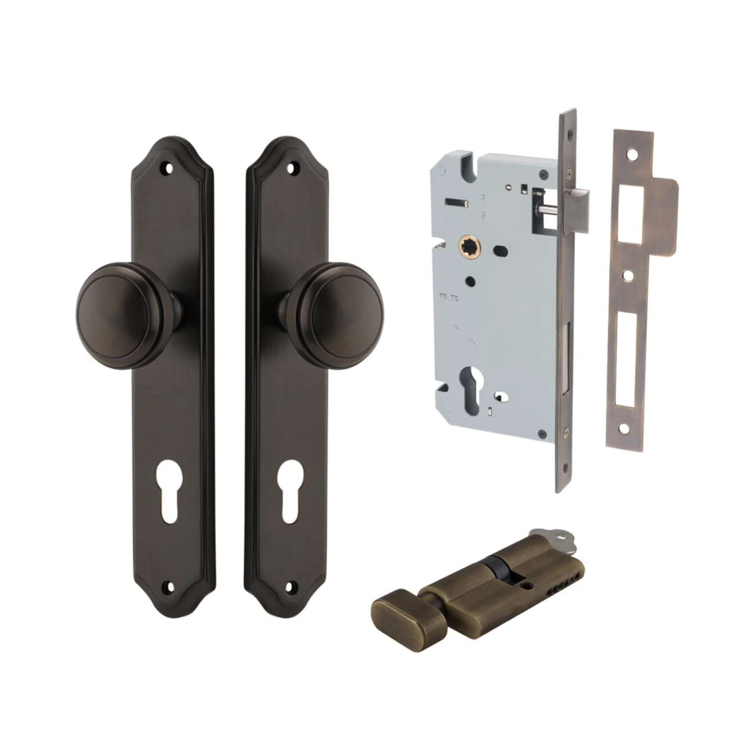 Iver Paddington Door Knob on Shouldered Backplate Entrance Kit Key/Thumb - Image 12
