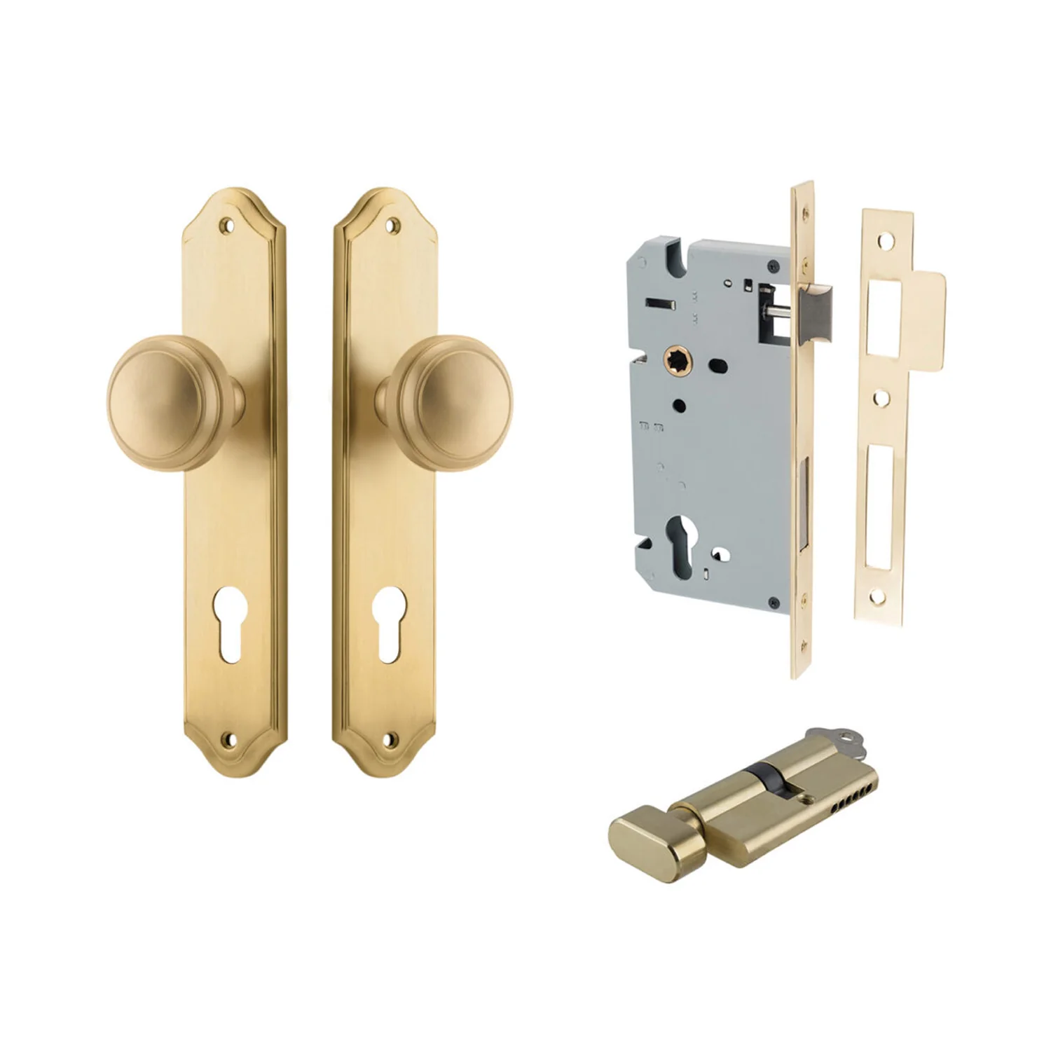 Iver Paddington Door Knob on Shouldered Backplate Entrance Kit Key/Thumb - Image 13
