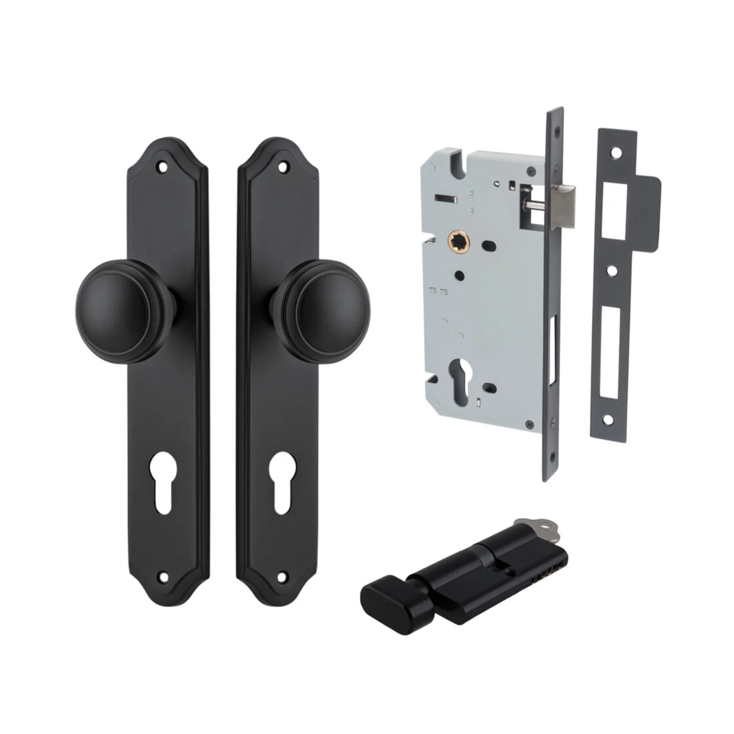 Iver Paddington Door Knob on Shouldered Backplate Entrance Kit Key/Thumb - Image 7