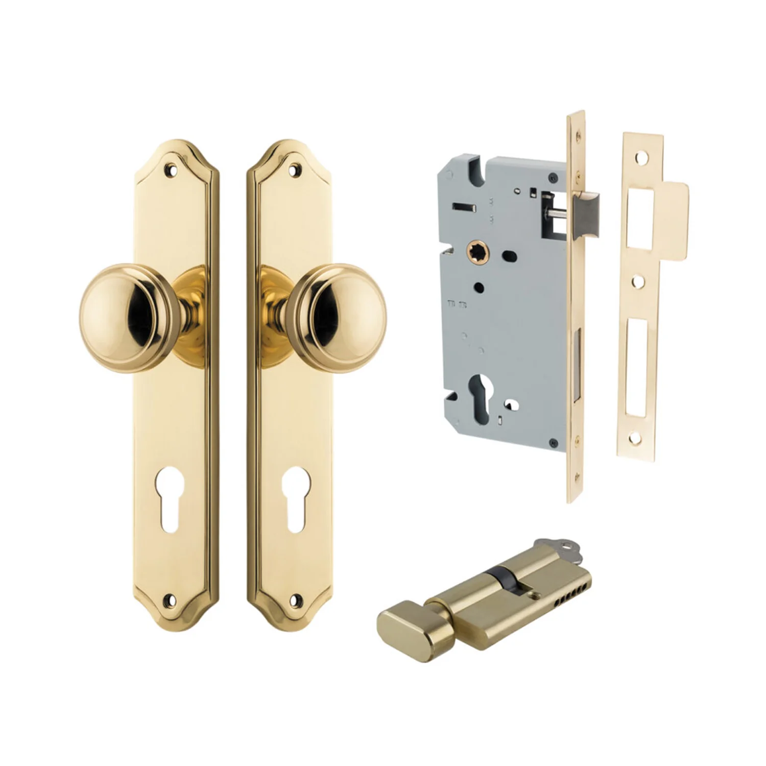 Iver Paddington Door Knob on Shouldered Backplate Entrance Kit Key/Thumb - Image 8