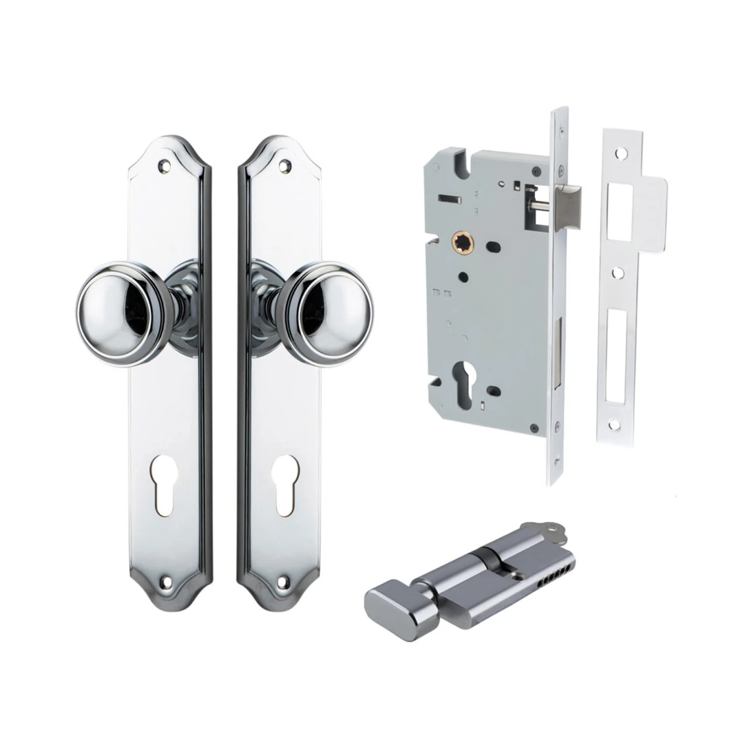 Iver Paddington Door Knob on Shouldered Backplate Entrance Kit Key/Thumb - Image 9