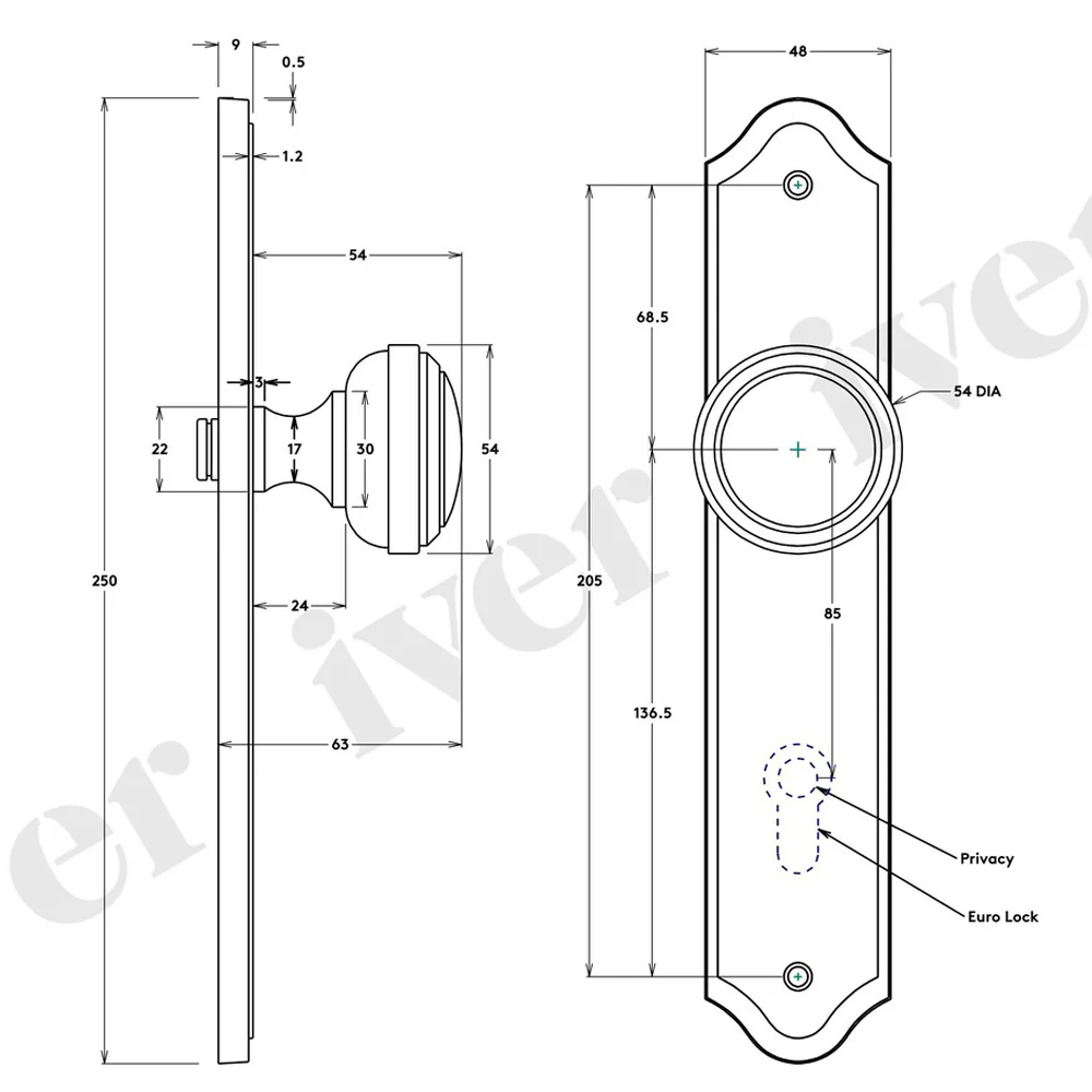 Iver Paddington Door Knob on Shouldered Backplate Matt Black - Image 3
