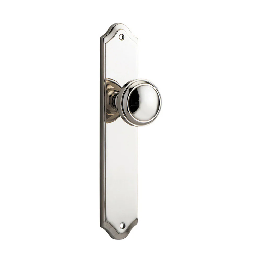 Iver Paddington Door Knob on Shouldered Backplate Polished Nickel - Image 2