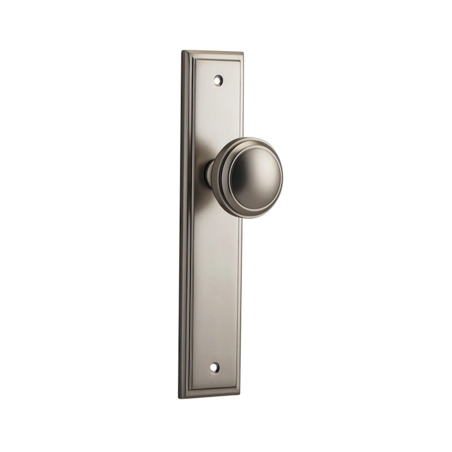 Iver Paddington Door Knob Stepped on Backplate Satin Nickel - Image 4