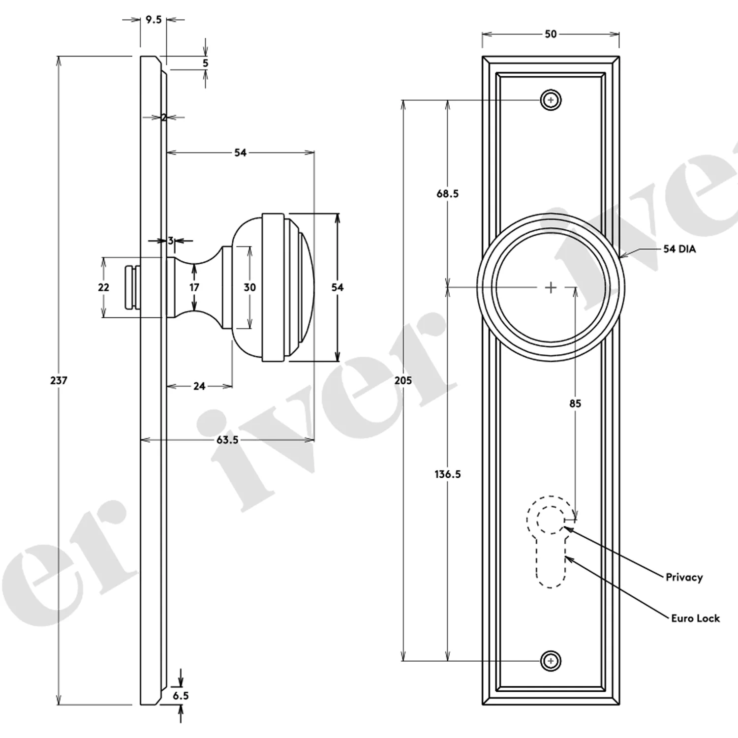 Iver Paddington Door Knob on Stepped Backplate Signature Brass - Image 4
