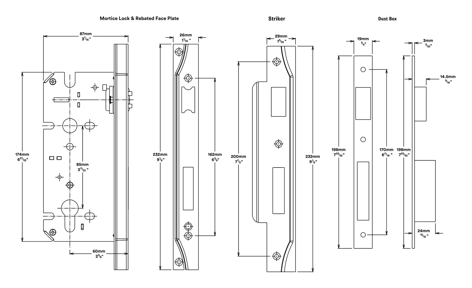 Iver Rebated Euro Roller Mortice Lock - Available in Various Finishes and Sizes - Image 2