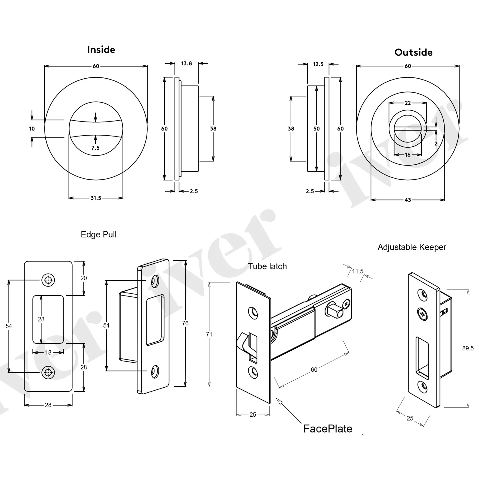 Iver Round Sliding Door Pull with Inbuilt Privacy Turn - Available in Various Finishes - Image 4