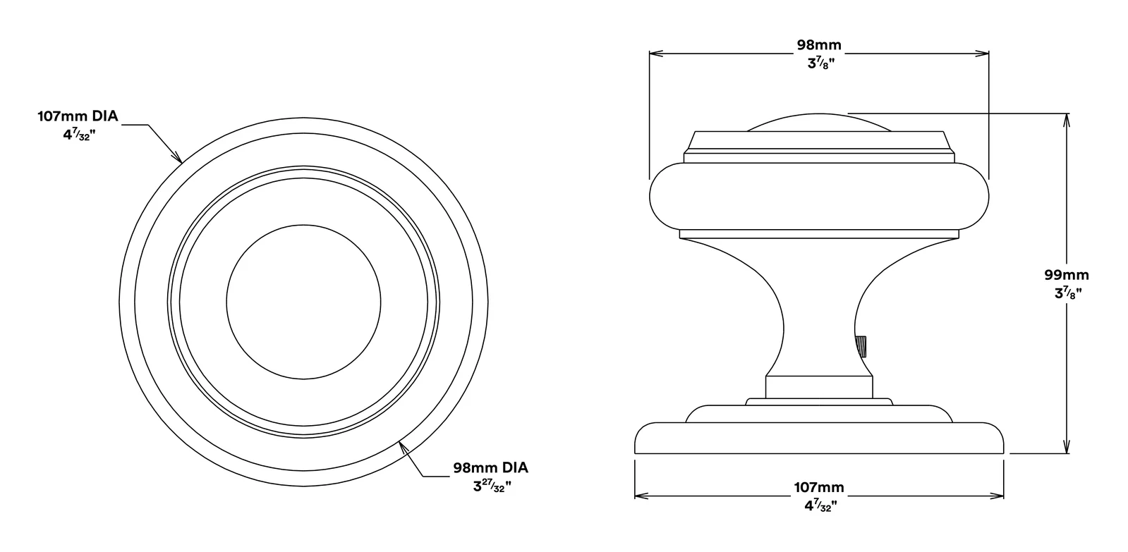 Iver Sarlat Centre Door Knob Handle - Available in Various Finishes - Image 5