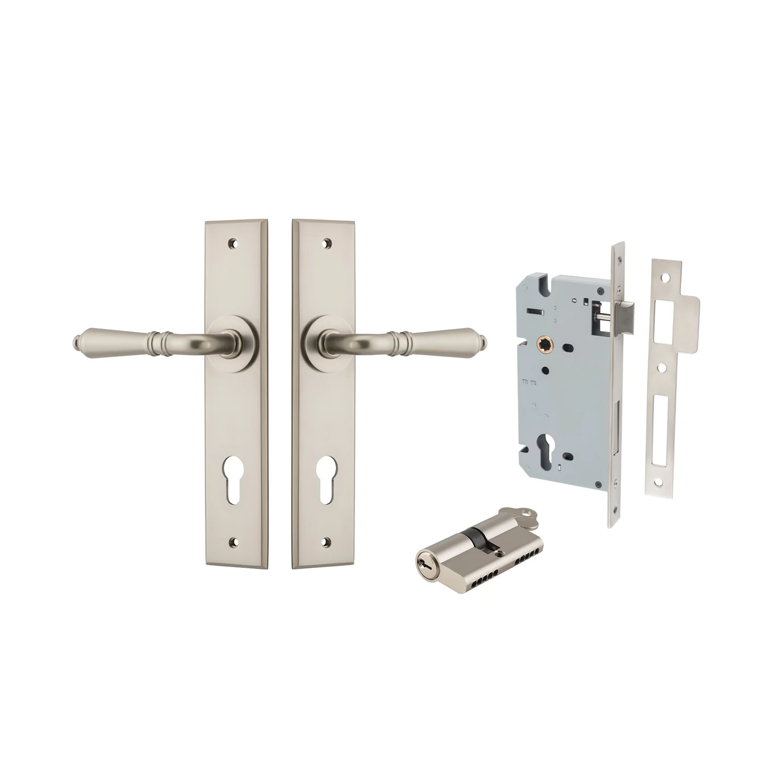 Iver Sarlat Door Lever Handle on Chamfered Backplate Entrance Kit Key/Key - Image 10