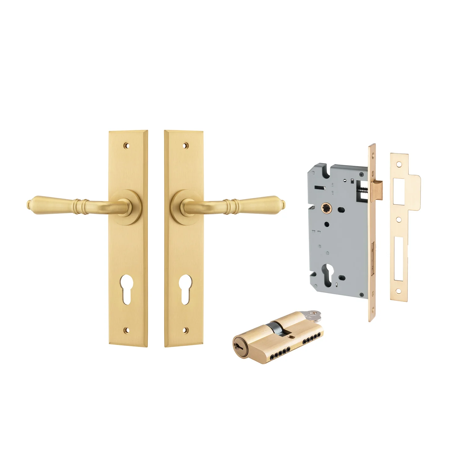 Iver Sarlat Door Lever Handle on Chamfered Backplate Entrance Kit Key/Key - Image 12