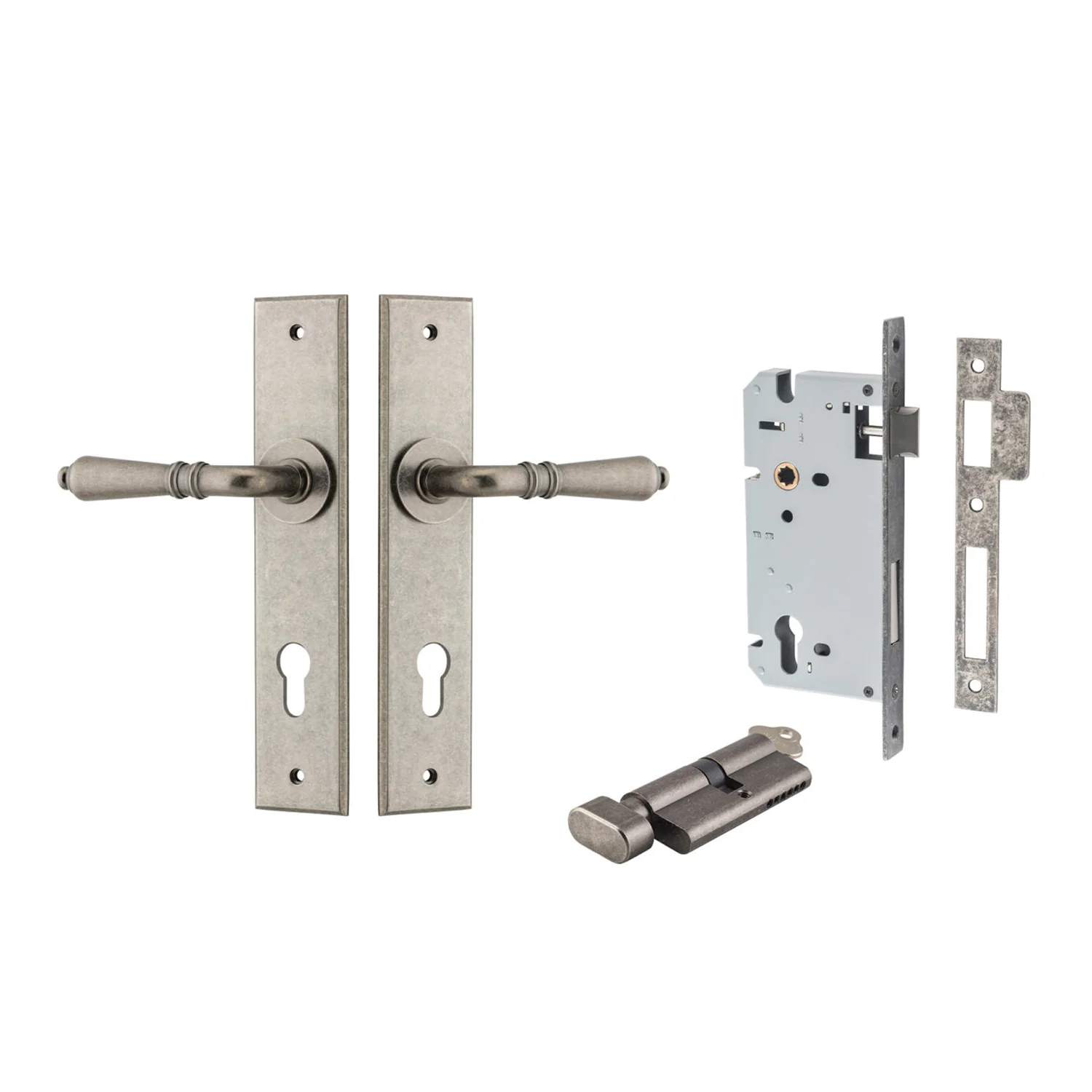 Iver Sarlat Door Lever Handle on Chamfered Backplate Entrance Kit Key/Thumb - Image 11