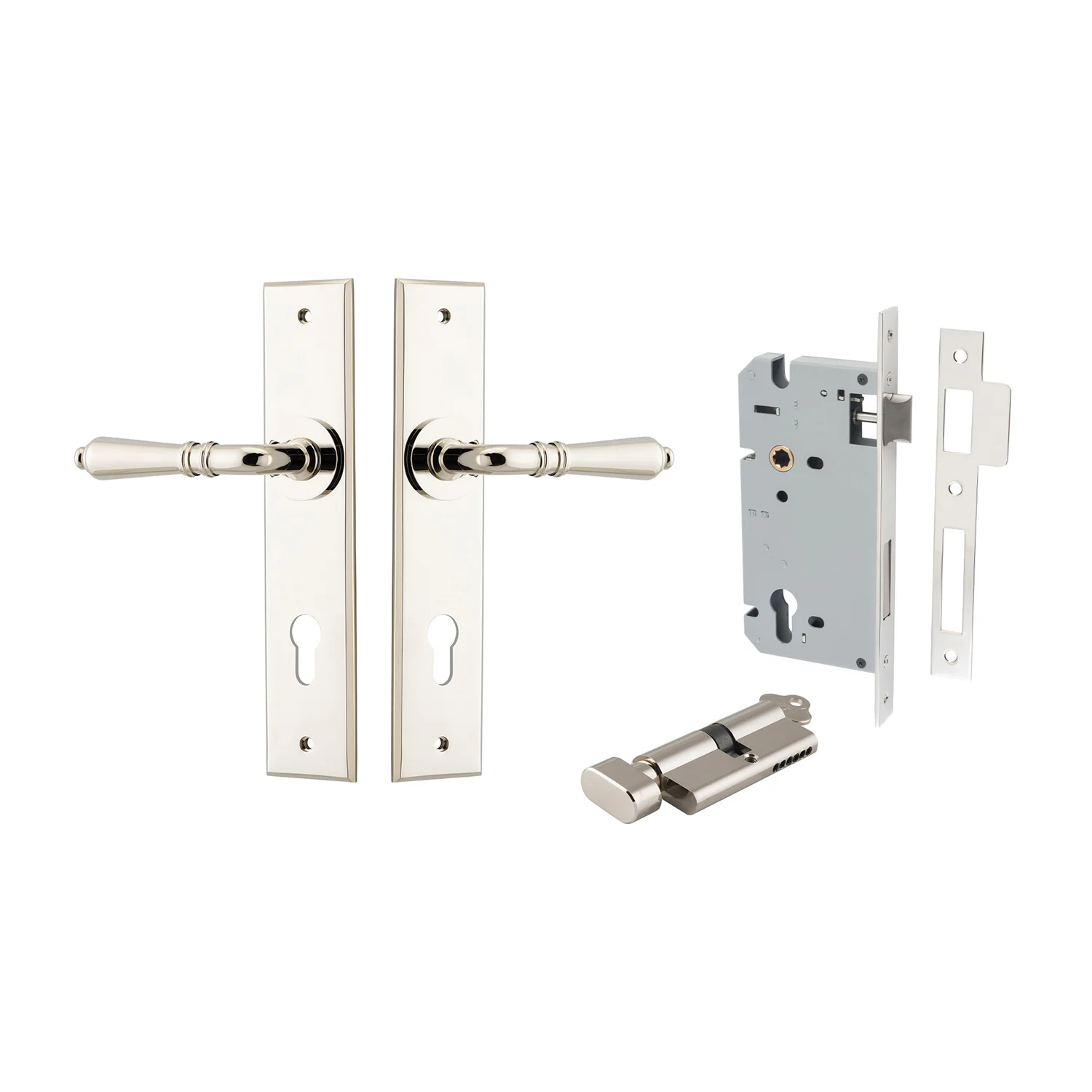 Iver Sarlat Door Lever Handle on Chamfered Backplate Entrance Kit Key/Thumb - Image 12