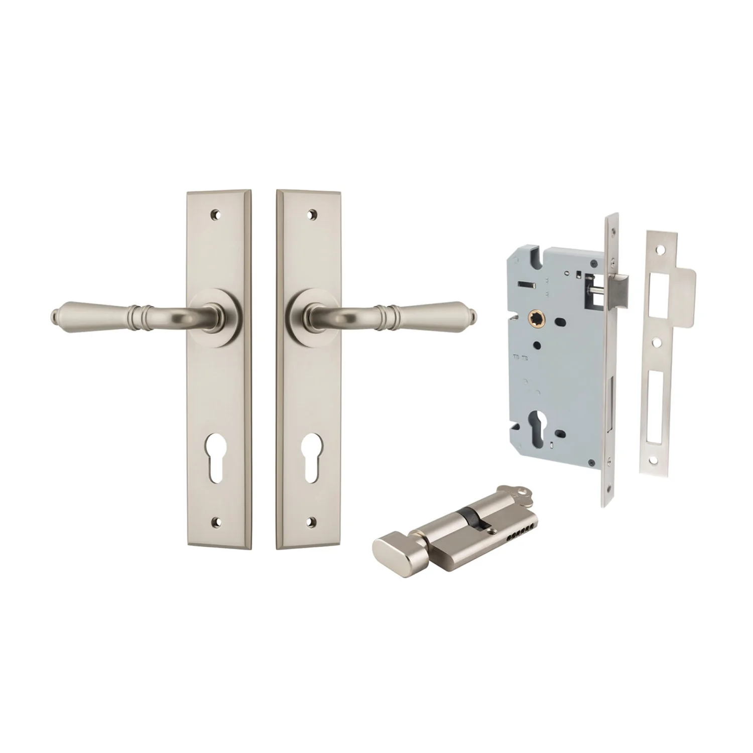 Iver Sarlat Door Lever Handle on Chamfered Backplate Entrance Kit Key/Thumb - Image 13