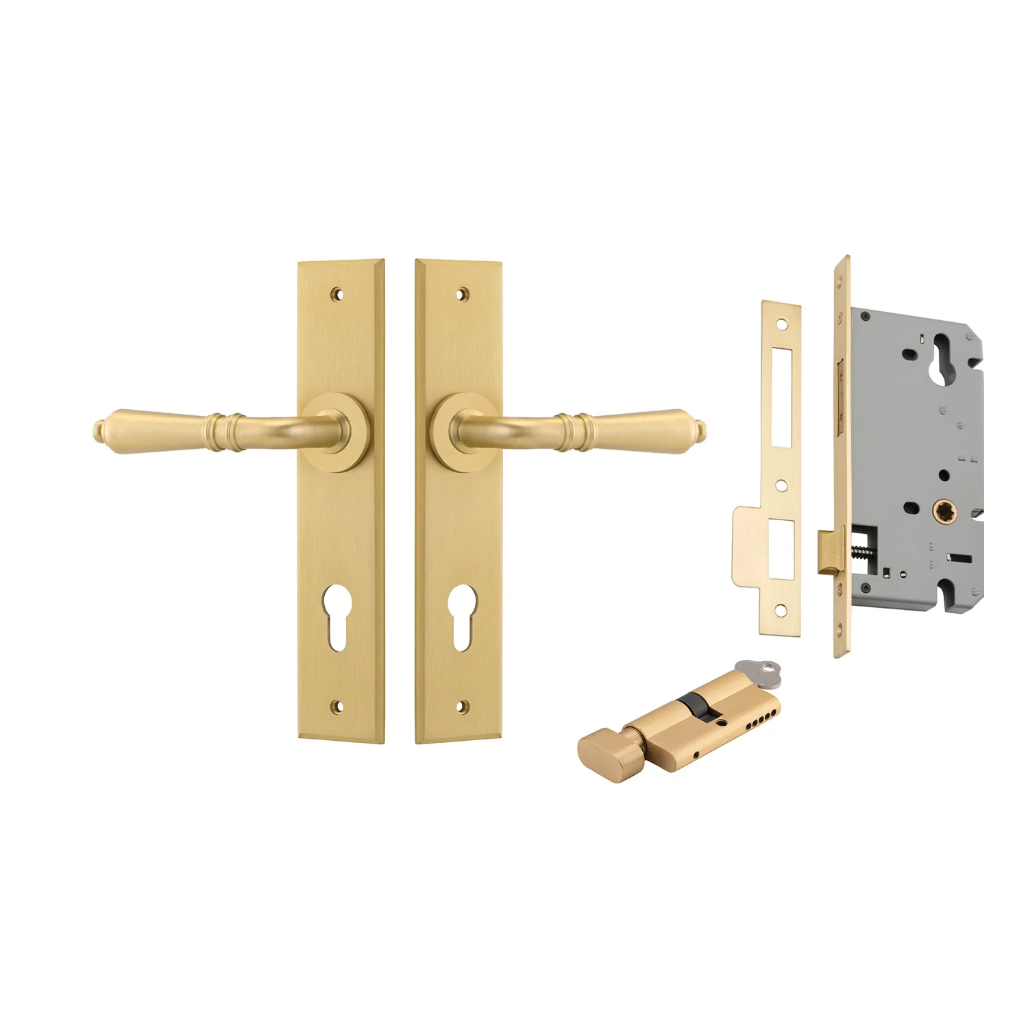 Iver Sarlat Door Lever Handle on Chamfered Backplate Entrance Kit Key/Thumb - Image 15