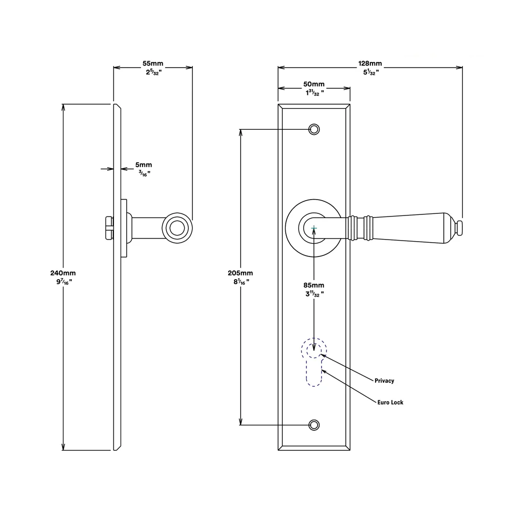 Iver Sarlat Door Lever Handle on Chamfered Backplate Brushed Chrome - Image 2