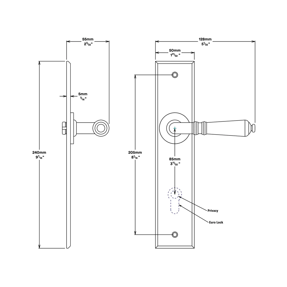Iver Sarlat Door Lever Handle on Chamfered Backplate Polished Brass - Image 2
