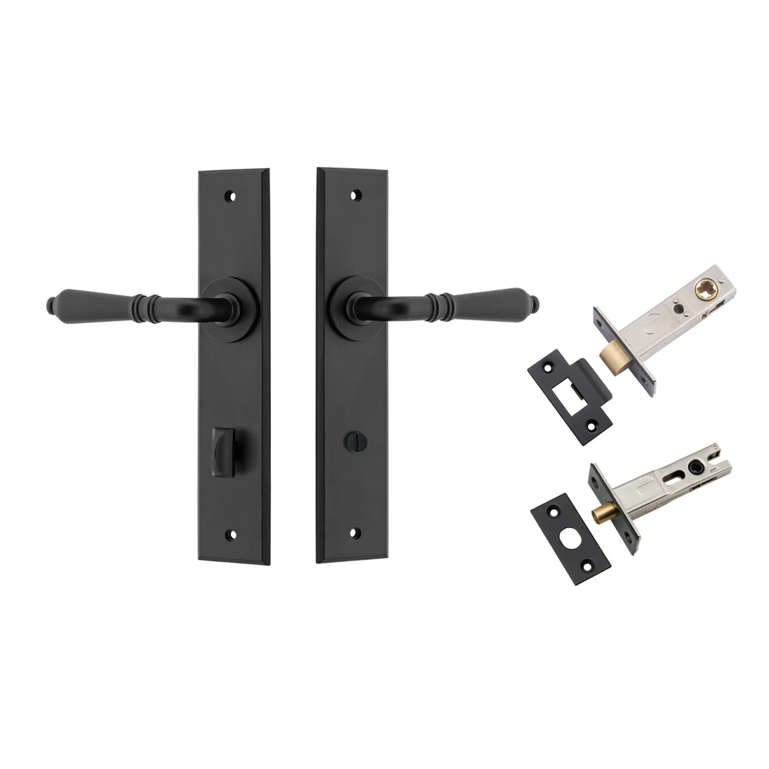 Iver Sarlat Door Lever Handle on Chamfered Backplate Privacy Kit - Available in Various Finishes - Image 10