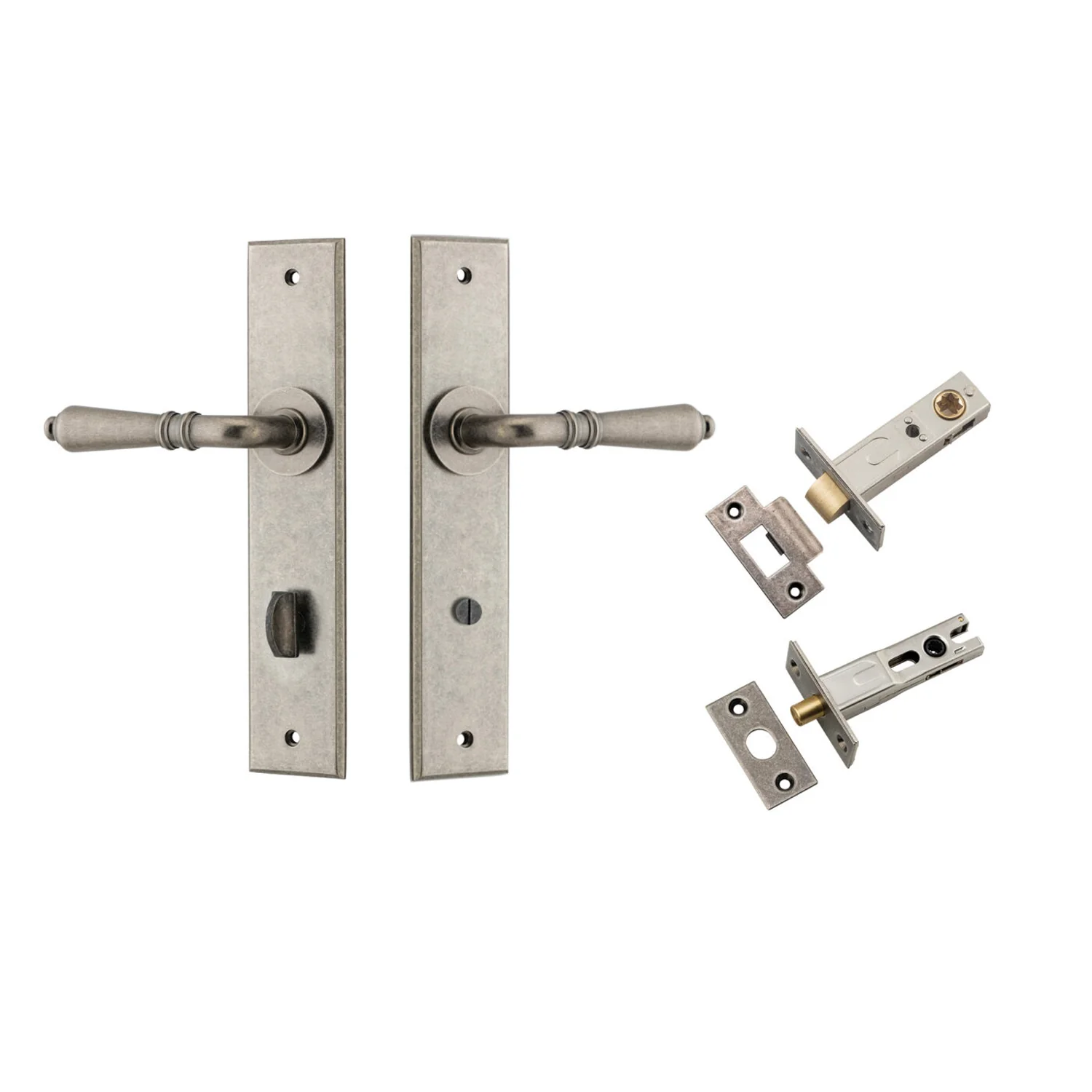 Iver Sarlat Door Lever Handle on Chamfered Backplate Privacy Kit - Available in Various Finishes - Image 11