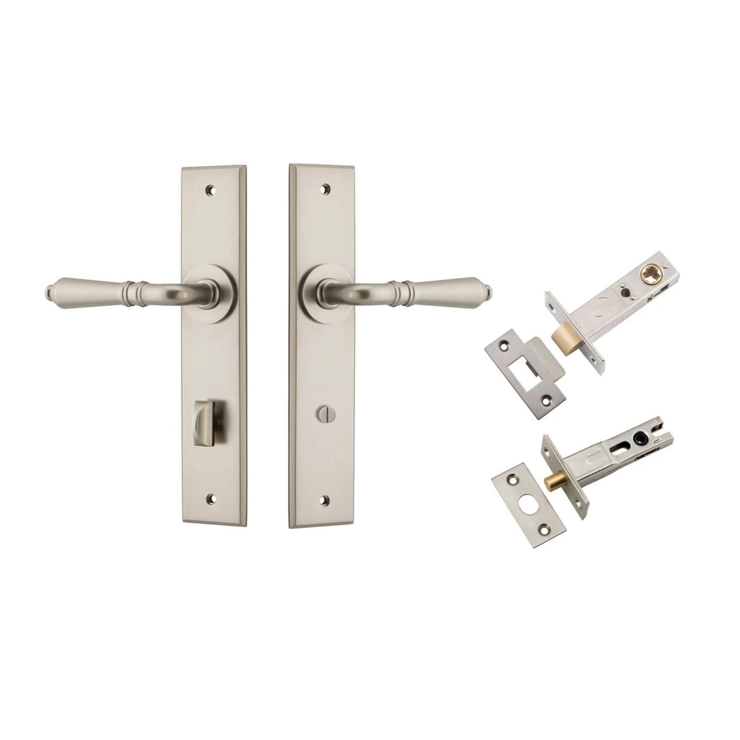 Iver Sarlat Door Lever Handle on Chamfered Backplate Privacy Kit - Available in Various Finishes - Image 13