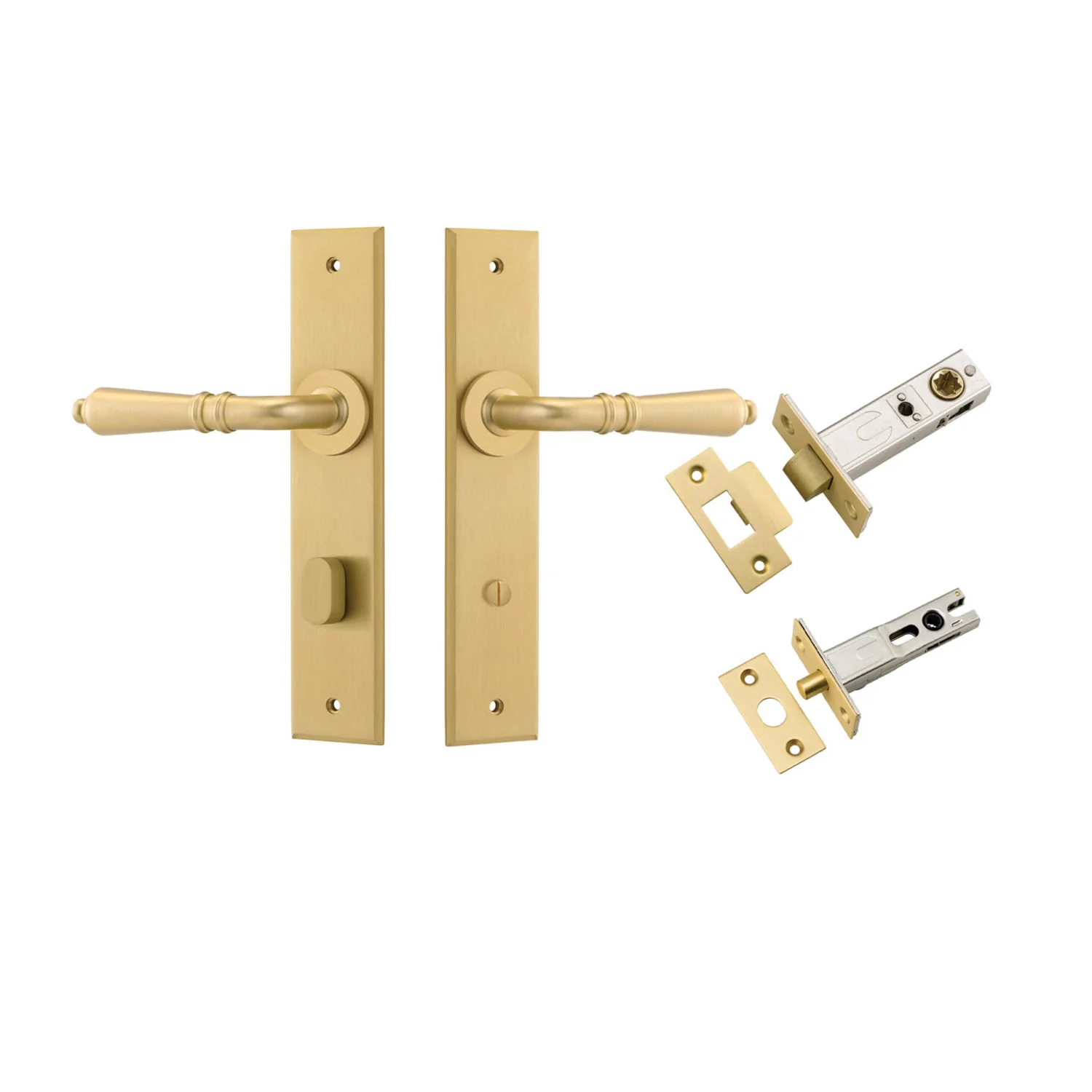 Iver Sarlat Door Lever Handle on Chamfered Backplate Privacy Kit - Available in Various Finishes - Image 15