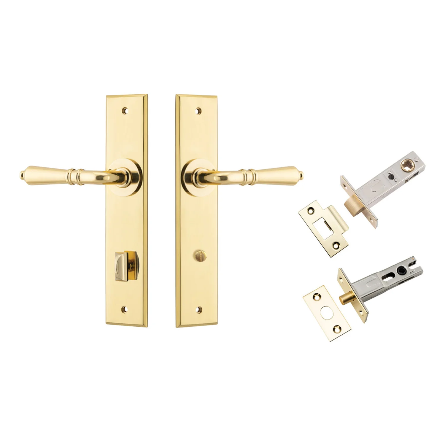 Iver Sarlat Door Lever Handle on Chamfered Backplate Privacy Kit - Available in Various Finishes - Image 6