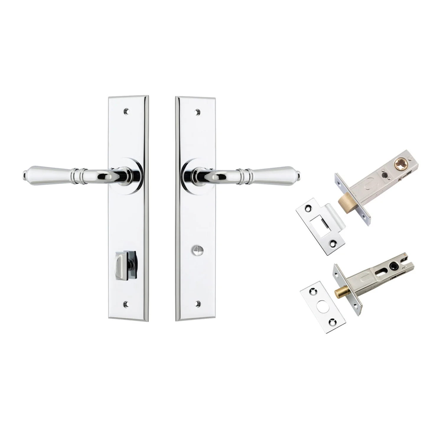 Iver Sarlat Door Lever Handle on Chamfered Backplate Privacy Kit - Available in Various Finishes - Image 8