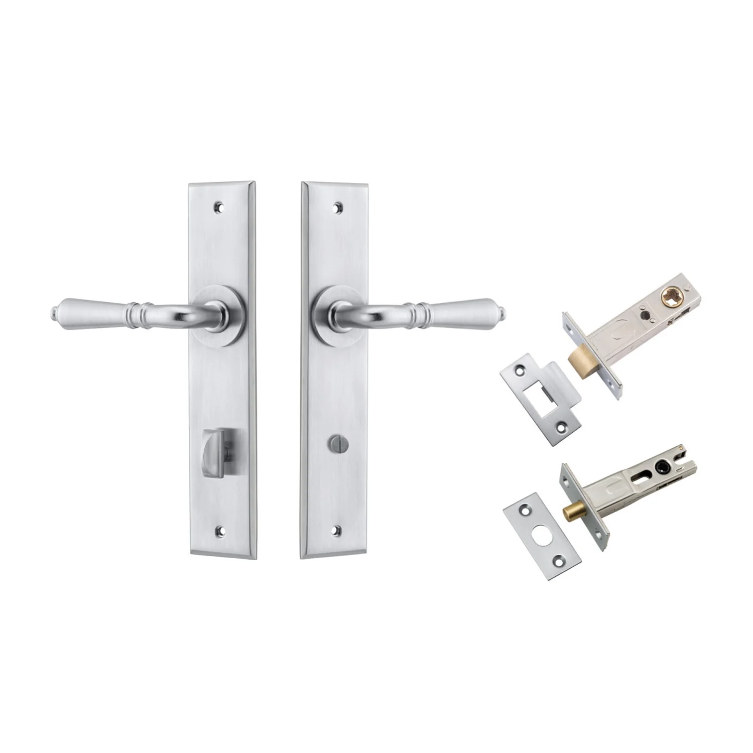 Iver Sarlat Door Lever Handle on Chamfered Backplate Privacy Kit - Available in Various Finishes - Image 9