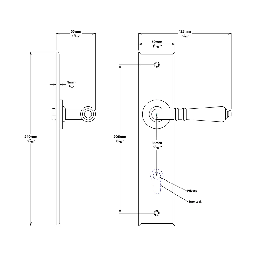 Iver Sarlat Door Lever Handle on Chamfered Backplate Satin Nickel - Image 2