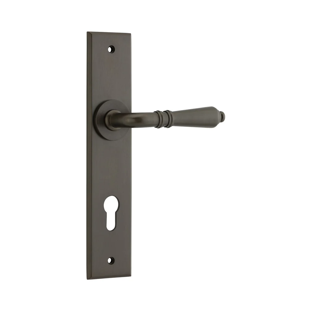 Iver Sarlat Door Lever Handle on Chamfered Backplate Signature Brass - Image 4
